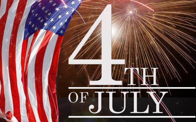 4th of July banner with american flag in the background
