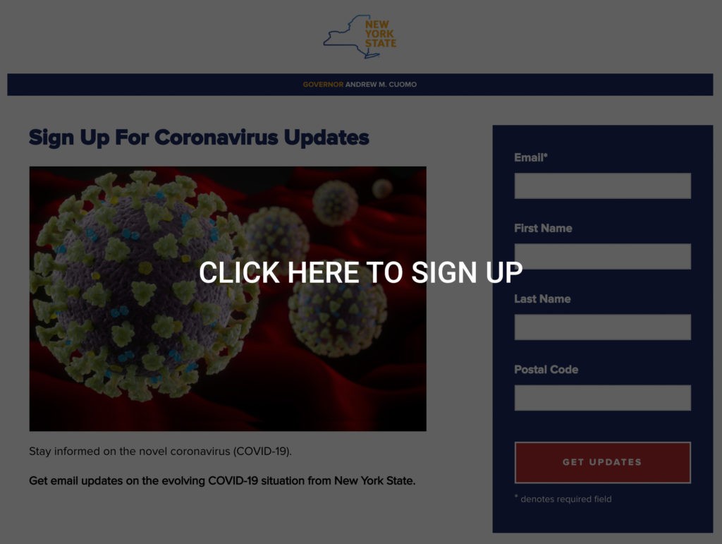 Sign up For Coronavirus Updates