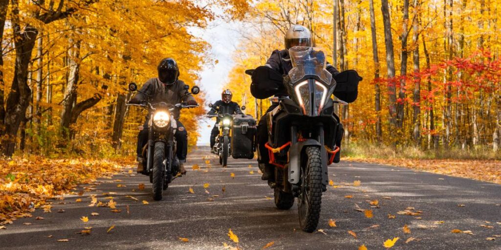 Riding motorcycle in the Fall