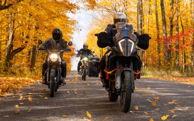 Riding motorcycle in the Fall