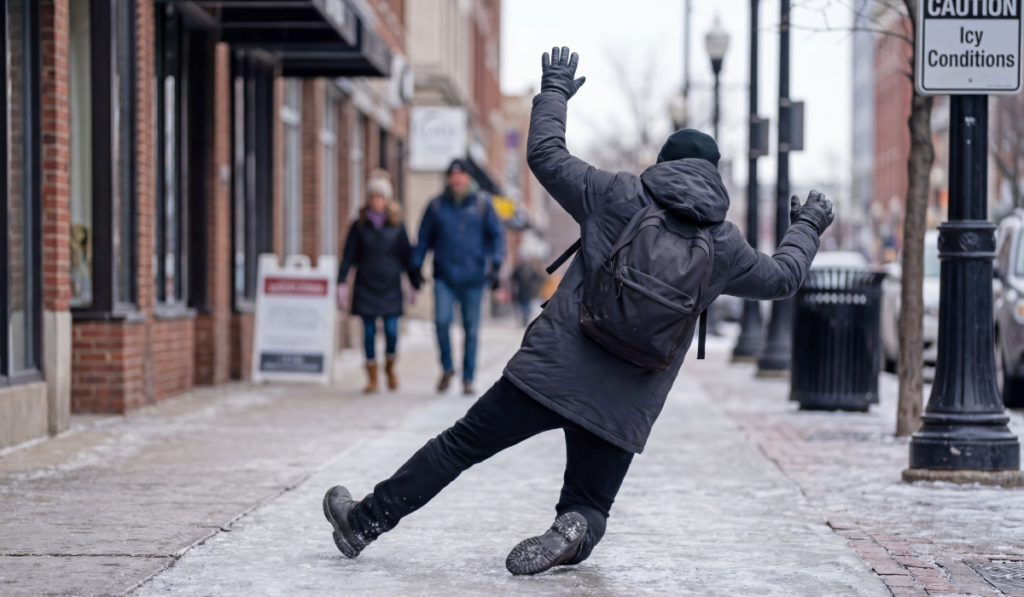 Icy Sidewalk Falls